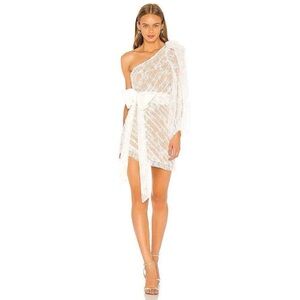 NWT For Love & Lemons Dynasty One Shoulder Dress in White Lace